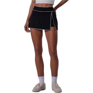 image:imageFloerns Womens Contrast Binding Split Tennis Skirt with Shorts Underneath High Waisted Golf Athletic Mini SkortsBlack and White