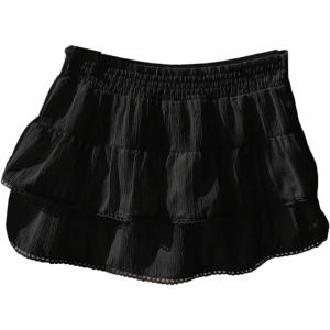image:imageFloerns Womens Elastic Waist Layered Ruffle Mini Skort Lace Trim Cute A Line SkirtBlack