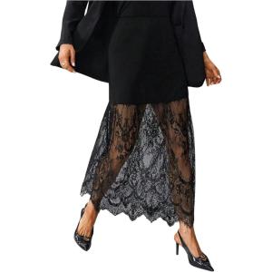 image:imageFloerns Womens Elegant High Waisted Lace Skirt See Through Business Casual Work Maxi SkirtBlack