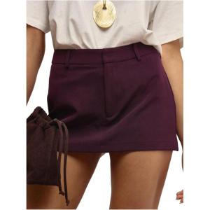 image:imageFloerns Womens Elegant Low Rise Mini Skirts Formal Business Casual Skirt with ShortsMaroon