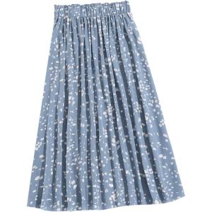 image:imageFloerns Womens Floral Print Boho Elastic Waist Scarf Print Pleated Midi SkirtDusty Blue