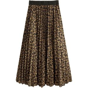 image:imageFloerns Womens Floral Print Boho Elastic Waist Scarf Print Pleated Midi SkirtMulti Cheetah
