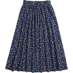 image:imageFloerns Womens Floral Print Boho Elastic Waist Scarf Print Pleated Midi SkirtNavy Blue