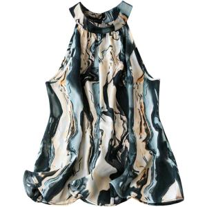 image:imageFloerns Womens Plus Size Cheetah Print Blouse Top Sleeveless Mock Neck Loose ShirtsBeige Marble