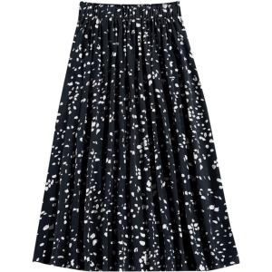 image:imageFloerns Womens Plus Size Ditsy Floral Flared Midi Skirt Polka Dots Pleated SkirtsBlack Ink