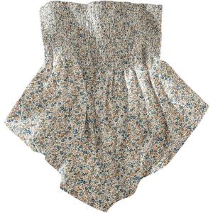 image:imageFloerns Womens Plus Size Floral Strapless Tube Tops Smocked Hanky Hem Beach Vacation OutfitWhite Multi