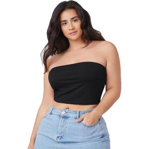 image:imageFloerns Womens Plus Size Solid Strapless Bandeau Tops Basic Crop Tube TopsBlack