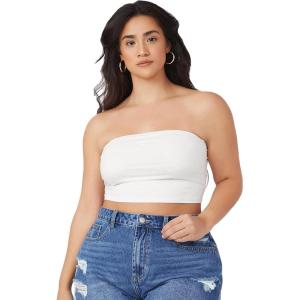 image:imageFloerns Womens Plus Size Solid Strapless Bandeau Tops Basic Crop Tube TopsWhite