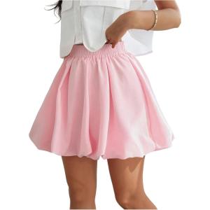 image:imageFloerns Womens Y2k Bubble Short Skirt Elastic Waist Pleated Hem Puffy Trendy Cute Going Out Mini SkirtPink
