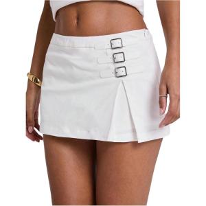 image:imageFloerns Womens Y2k Low Waist Mini Skirts Buckle Night Out Party Bodycon SkirtWhite