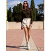 image:imageFloerns Womens Casual Solid High Waist Wide Leg Shorts with Pocket0khaki