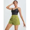 image:imageFloerns Womens Casual Solid High Waist Wide Leg Shorts with PocketLime Green
