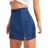 image:imageFloerns Womens Casual Split Hem High Waist Denim Skorts Skirt ShortsA Blue