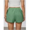 image:imageFloerns Womens Elastic Waist Double Layered Linen Shorts Knot Front Casual Loose ShortsArmy Green