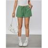 image:imageFloerns Womens Elastic Waist Double Layered Linen Shorts Knot Front Casual Loose ShortsArmy Green