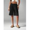 image:imageFloerns Womens Elegant Low Waist Bermuda Shorts Straight Wide Leg Business Casual TrousersBlack