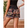 image:imageFloerns Womens Embroidery Tie Side Asymmetrical Hem Boho Skorts Vacation Skirt ShortsBlack