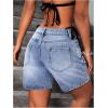 image:imageFloerns Womens Low Waisted Jean Shorts Straight Leg Denim Shorts with PocketBlue