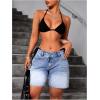 image:imageFloerns Womens Low Waisted Jean Shorts Straight Leg Denim Shorts with PocketBlue