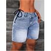 image:imageFloerns Womens Low Waisted Jean Shorts Straight Leg Denim Shorts with PocketBlue