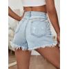 image:imageFloerns Womens Ripped Raw Hem High Wait Straight Leg Solid Denim ShortsLight Wash
