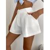 image:imageFloerns Womens Solid High Waisted Wide Leg Casual Pleated Shorts with PocketWhite