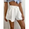 image:imageFloerns Womens Solid High Waisted Wide Leg Casual Pleated Shorts with PocketWhite