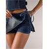 image:imageFloerns Womens Summer Denim Skorts Drop Waisted Tie Side Mini Cargo Skirt ShortsBlue