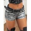 image:imageFloerns Womens Y2k Metallic Low Waist Shorts Skinny Party Micro Shorts Without BeltSilver