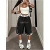 image:imageFloerns Womens Y2k Striped Track Shorts Elastic Waist Straight Leg Bermuda ShortsBlack