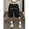 image:imageFloerns Womens Y2k Striped Track Shorts Elastic Waist Straight Leg Bermuda ShortsBlack