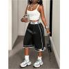 image:imageFloerns Womens Y2k Striped Track Shorts Elastic Waist Straight Leg Bermuda ShortsBlack