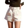 image:imageFloerns Womens Casual Solid High Waist Wide Leg Shorts with Pocket0khaki