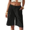 image:imageFloerns Womens Elegant Low Waist Bermuda Shorts Straight Wide Leg Business Casual TrousersBlack