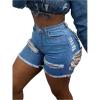 image:imageFloerns Womens Ripped Raw Trim Skinny Jeans Y2k Distressed High Waisted Straight Leg Denim ShortsLight Wash