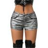 image:imageFloerns Womens Y2k Metallic Low Waist Shorts Skinny Party Micro Shorts Without BeltSilver