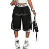 image:imageFloerns Womens Y2k Striped Track Shorts Elastic Waist Straight Leg Bermuda ShortsBlack