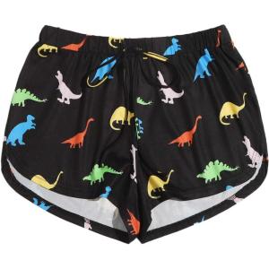 image:imageFloerns Womens Cute Dinosaur Print Elastic Drawstring Running ShortsBlack