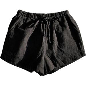 image:imageFloerns Womens Drawstring High Waisted Shorts Wide Leg Casual Shorts with PocketBlack
