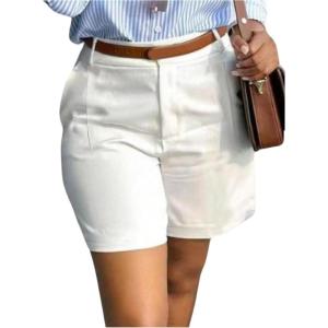 image:imageFloerns Womens Dressy Casual Straight Leg Shorts Summer Business Casual ShortsWhite