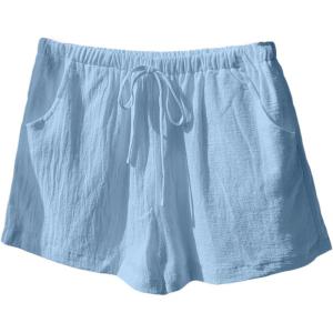 image:imageFloerns Womens Elastic Waist Double Layered Linen Shorts Knot Front Casual Loose ShortsLight Blue