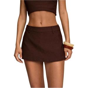 image:imageFloerns Womens Elegant Low Rise Mini Skorts Business Casual Office Skirt ShortsCoffee Brown