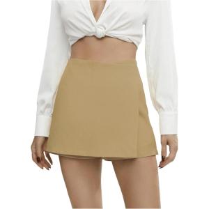 image:imageFloerns Womens High Waist Elegant Solid Zipper Fly Business Office Skort ShortsKhaki