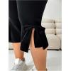 image:imageFloerns Womens Plus Size Capri Leggings High Waisted Bowknot Side Slit Yoga PantsBlack