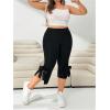 image:imageFloerns Womens Plus Size Capri Leggings High Waisted Bowknot Side Slit Yoga PantsBlack