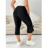 image:imageFloerns Womens Plus Size Capri Leggings High Waisted Bowknot Side Slit Yoga PantsBlack