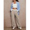 image:imageFloerns Womens Straight Leg Dressy Pants Color Block Mid Rise Trousers with PocketLight Khaki