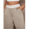 image:imageFloerns Womens Straight Leg Dressy Pants Color Block Mid Rise Trousers with PocketLight Khaki