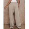 image:imageFloerns Womens Straight Leg Dressy Pants Color Block Mid Rise Trousers with PocketLight Khaki
