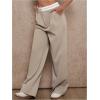 image:imageFloerns Womens Straight Leg Dressy Pants Color Block Mid Rise Trousers with PocketLight Khaki